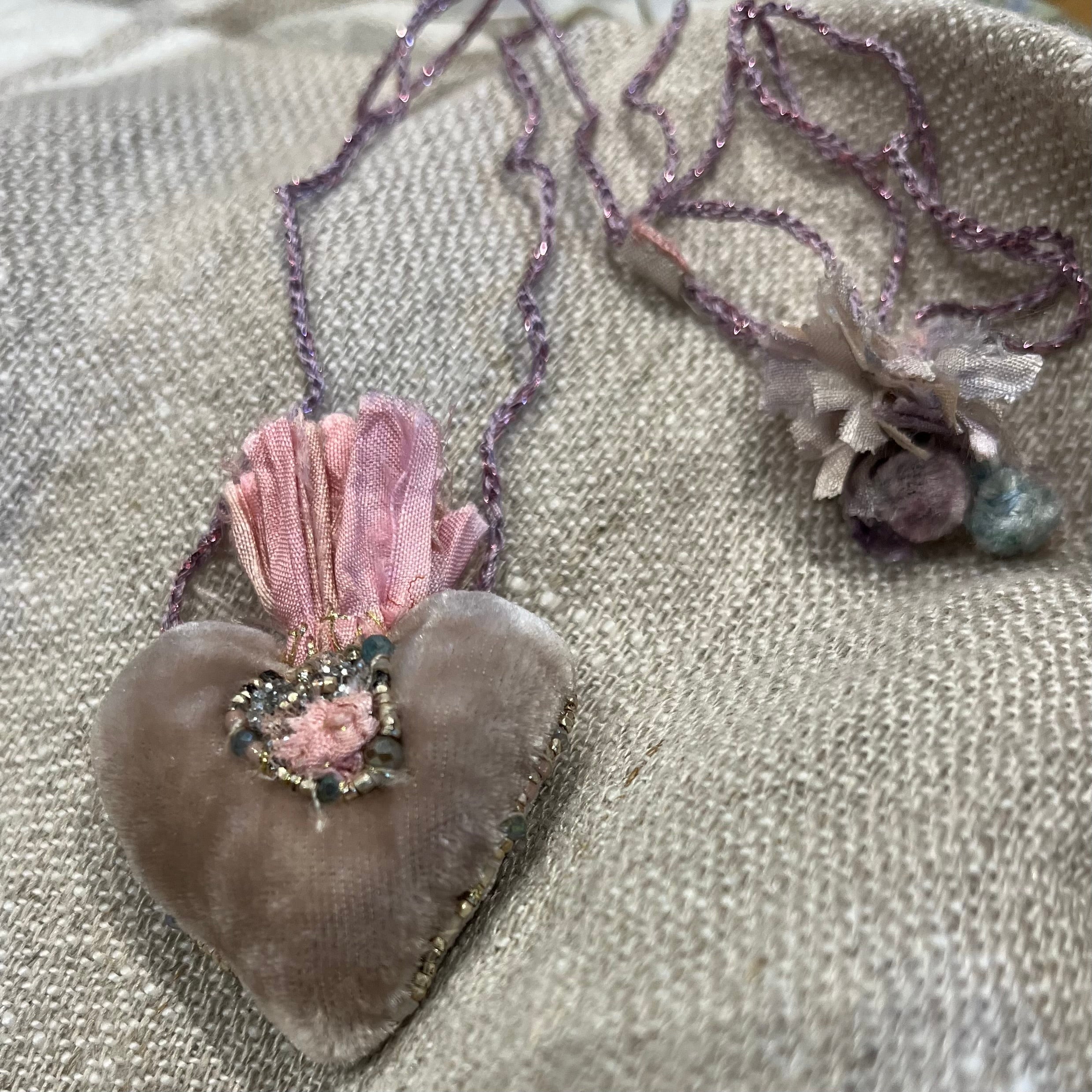 Velvet Heart Necklace Nudes