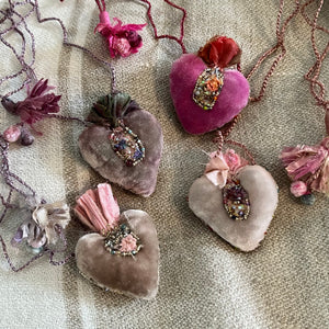 Velvet Heart Necklace Nudes