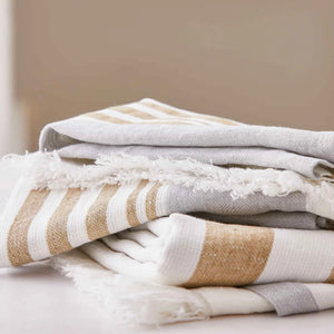 Libeco Guest Towel - Ash Stripe