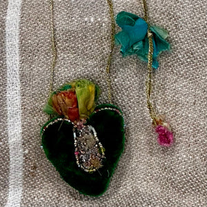 Velvet Heart Necklaces  Greens