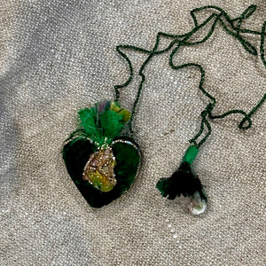 Velvet Heart Necklaces  Greens