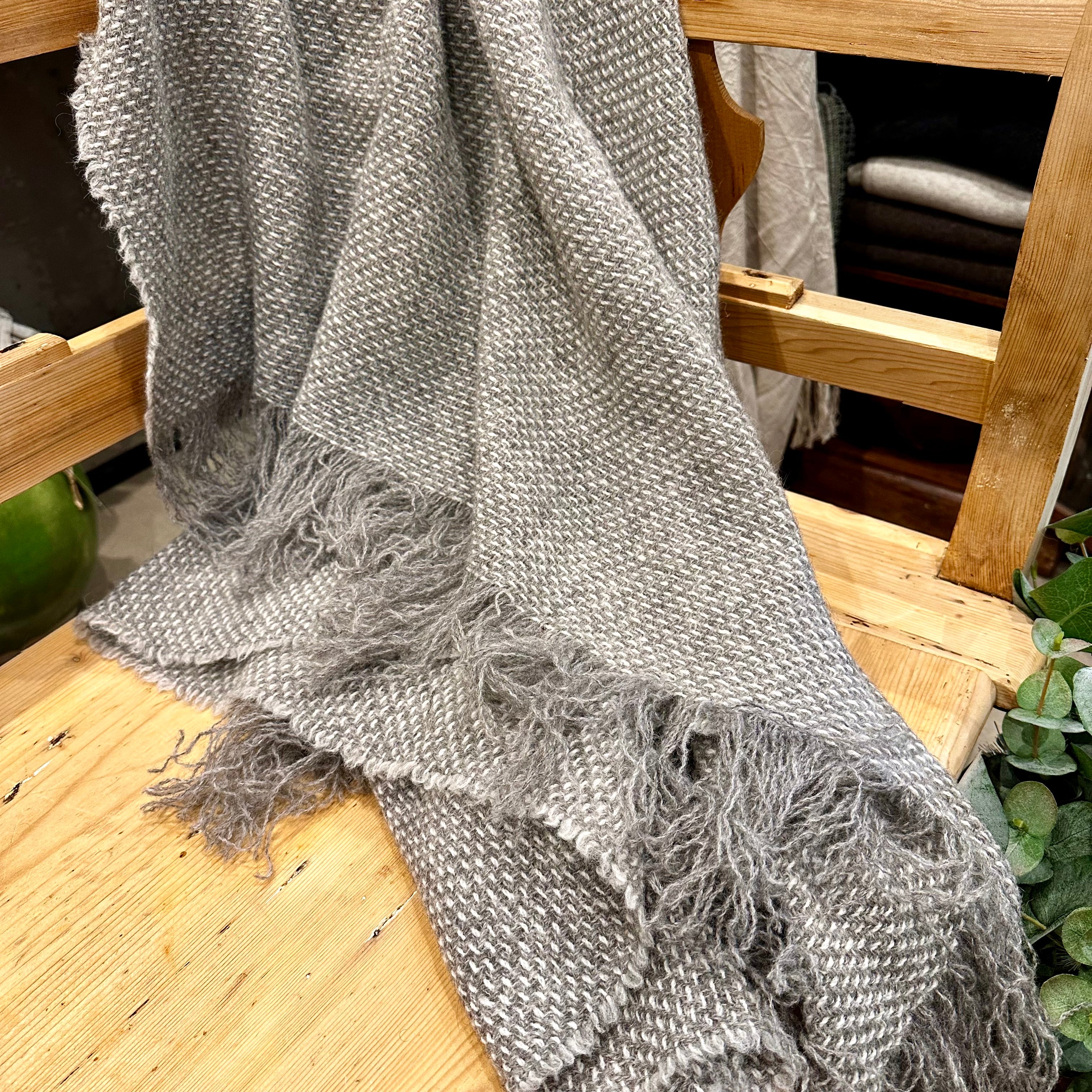 Stansborough Twill Grey Wool Throw