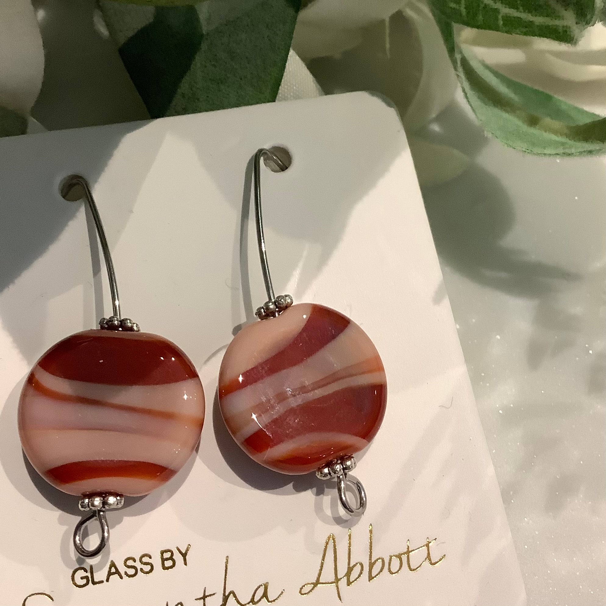 Glass Drop Earrings- Rounded